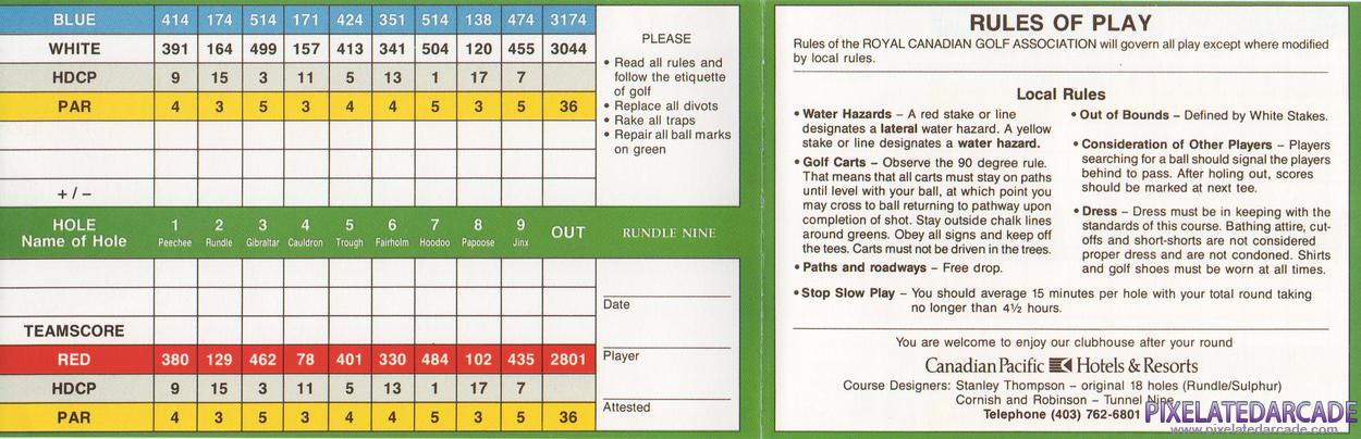 Links 386 CD Cover Art: Banff Springs Scorecard - Inside Links 386 CD Cover Art: Banff Springs Scorecard - Inside
