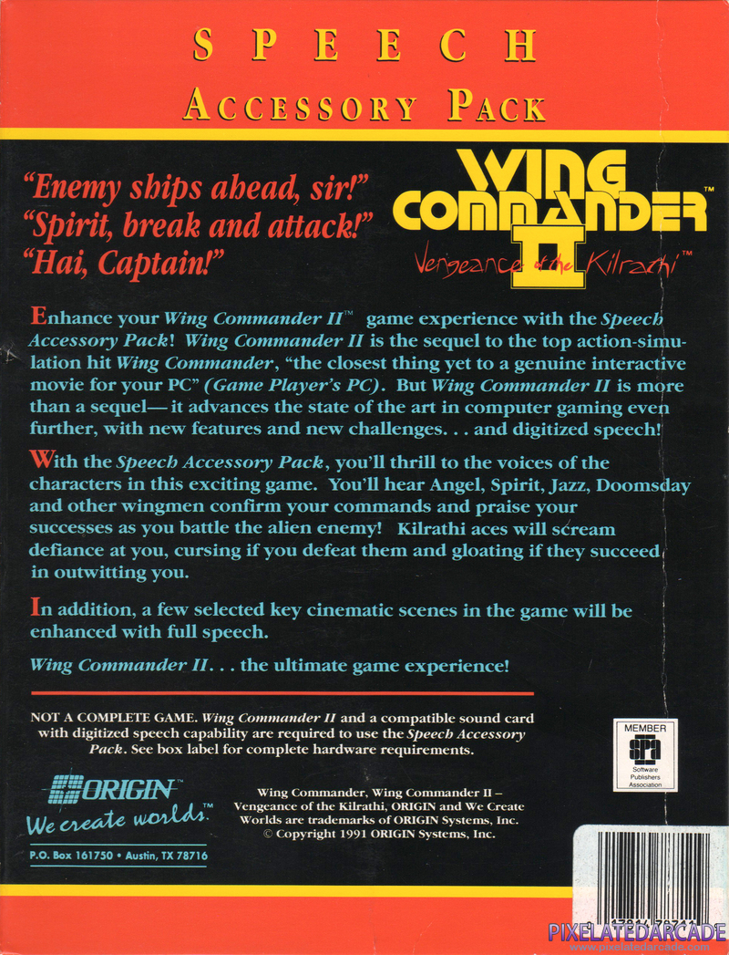 Wing Commander II: Vengeance of the Kilrathi - Speech Accessory Pack Cover Art: 