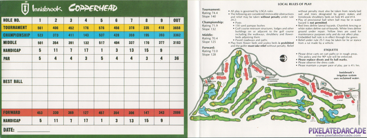 Links: Championship Course: Innisbrook - Copperhead Cover Art: Scorecard - Inside Links: Championship Course: Innisbrook - Copperhead Cover Art: Scorecard - Inside