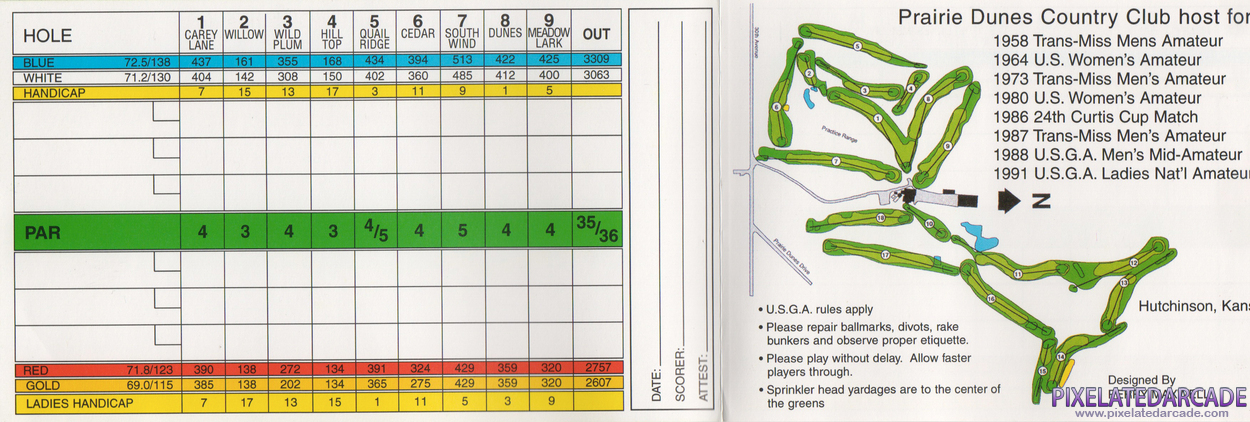 Links: Championship Course - Prairie Dunes Country Club Cover Art: Scorecard - Inside