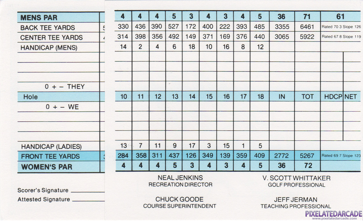 Links: Championship Course - Bountiful Golf Course Cover Art: Scorecard - Back Links: Championship Course - Bountiful Golf Course Cover Art: Scorecard - Back