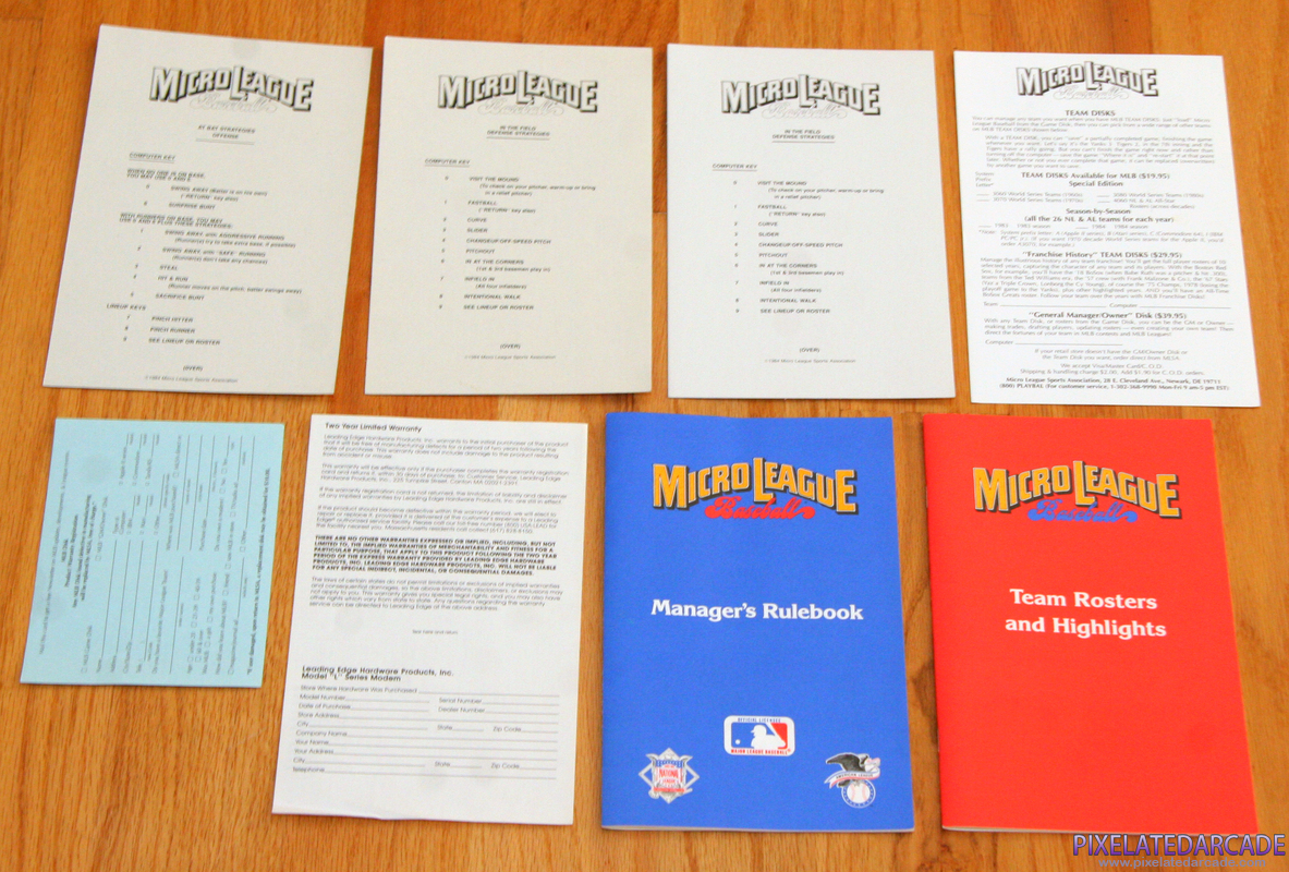 MicroLeague Baseball Cover Art: MicroLeague Baseball documentation