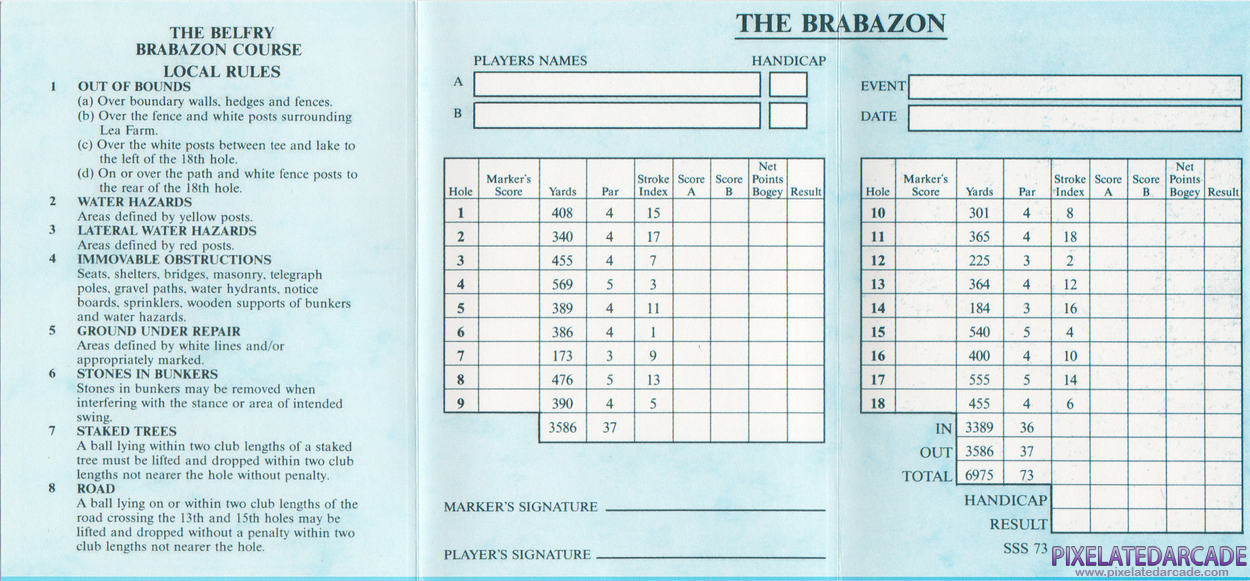 Links: Championship Course - The Belfry Cover Art: Scorecard - Inside Links: Championship Course - The Belfry Cover Art: Scorecard - Inside