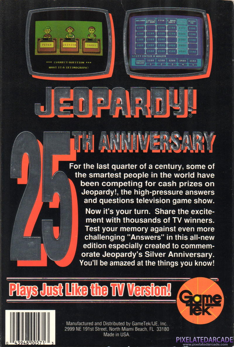 Jeopardy! 25th Anniversary Edition Cover Art: Jeopardy! 25th Anniversary Edition Cover Art: