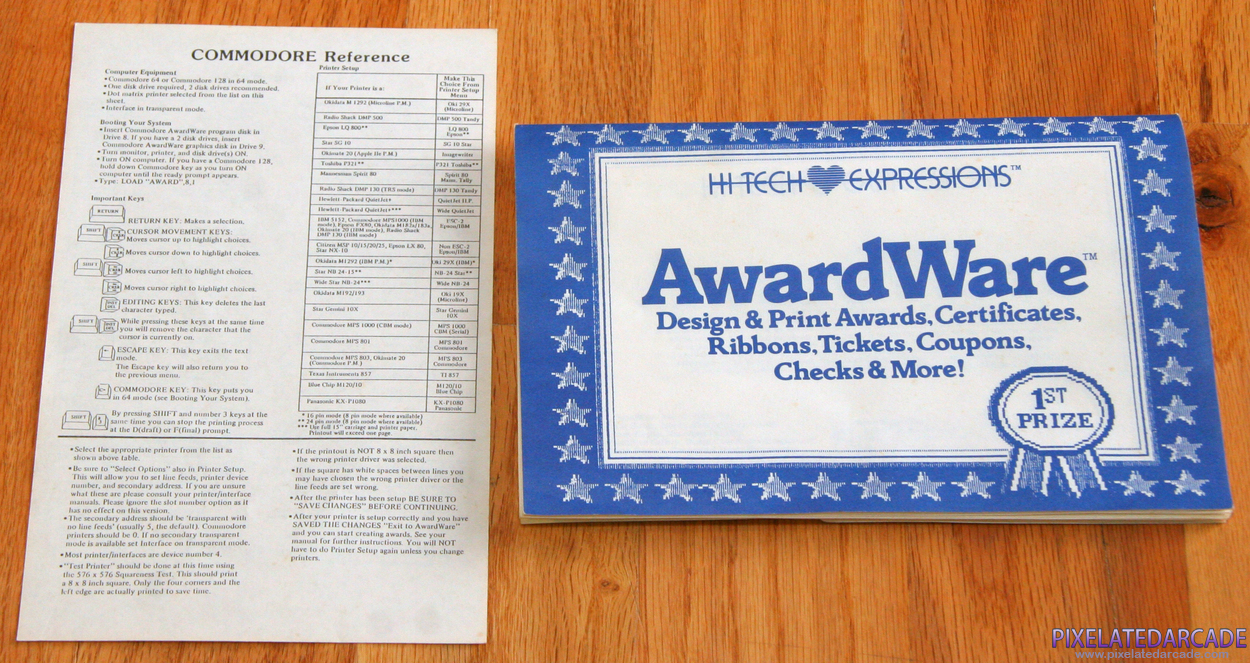 AwardWare Cover Art: AwardWare instruction manual