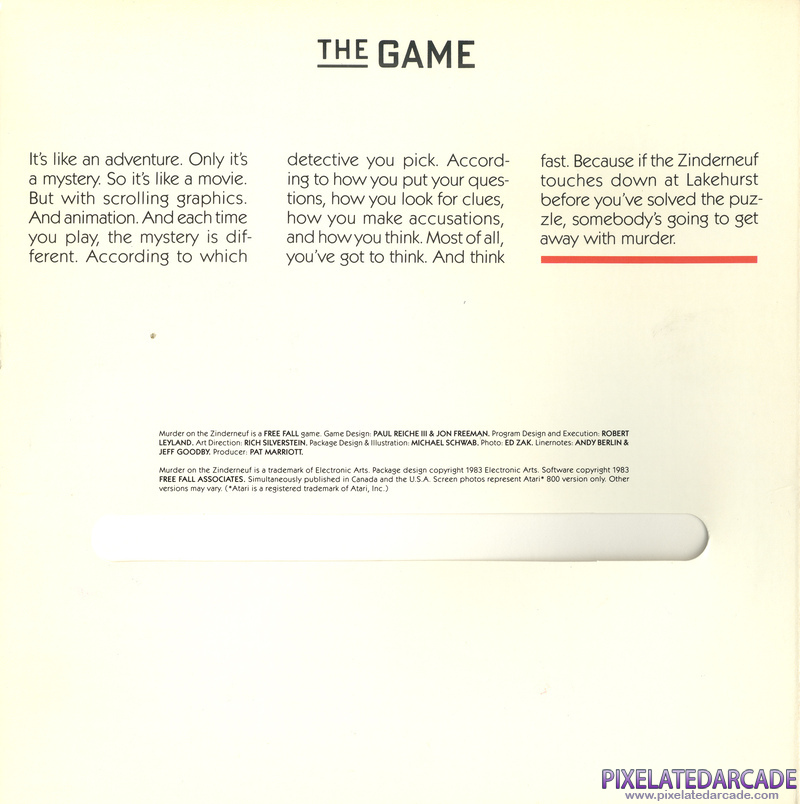 Murder on the Zinderneuf Cover Art: Outer Right Flap