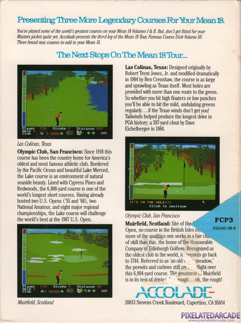 Mean 18 Famous Course Disk Volume III Cover Art: Mean 18 Famous Course Disk Volume III Cover Art: