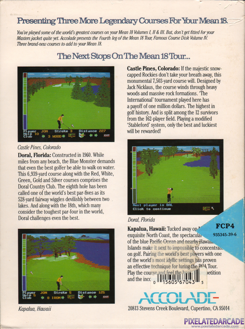 Mean 18 Famous Course Disk Volume IV Cover Art: Mean 18 Famous Course Disk Volume IV Cover Art: