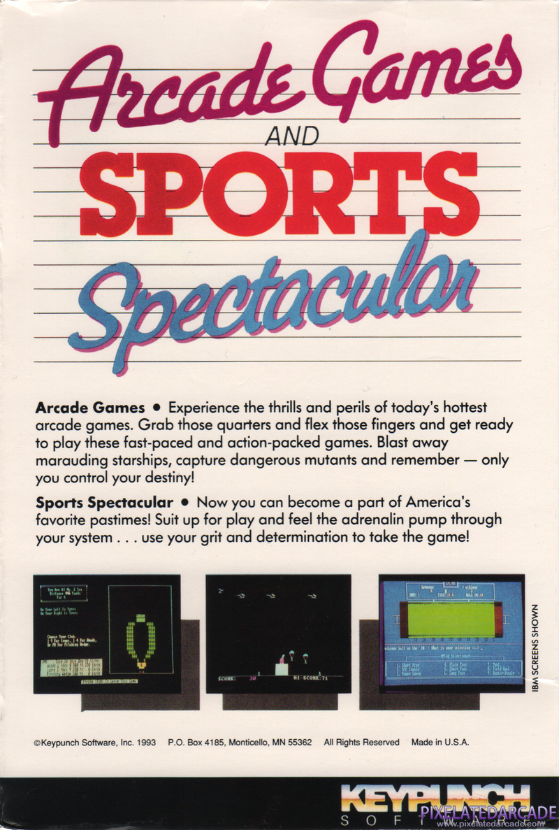 Arcade Games and Sports Spectacular Cover Art: 