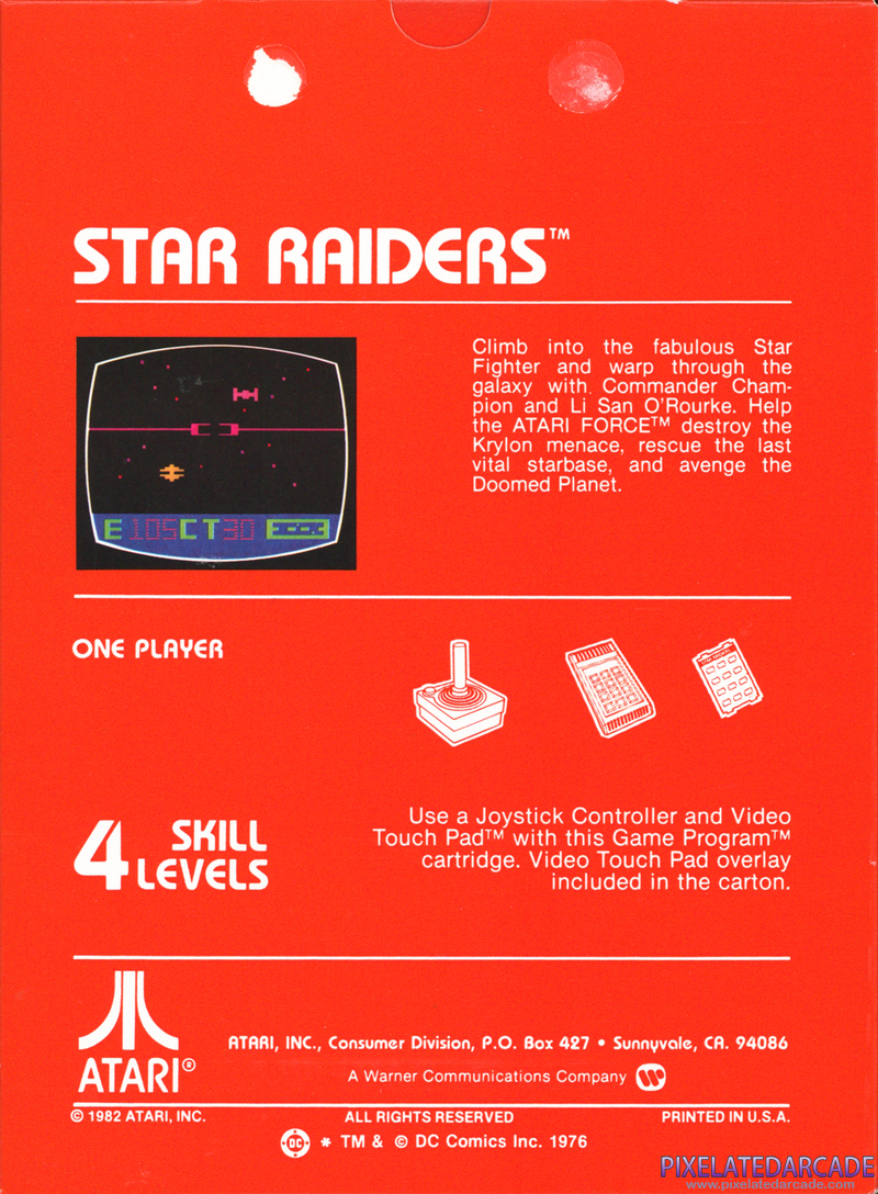 Star Raiders Cover Art: Game Box - Back Star Raiders Cover Art: Game Box - Back