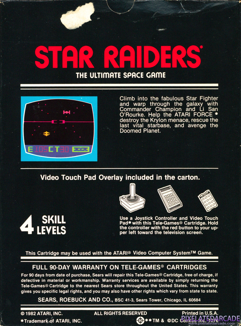 Star Raiders Cover Art: Game Box - Back Star Raiders Cover Art: Game Box - Back