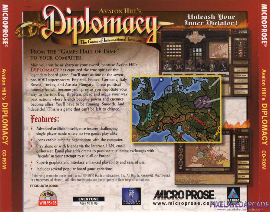 Avalon Hill's Diplomacy Cover Art: Back