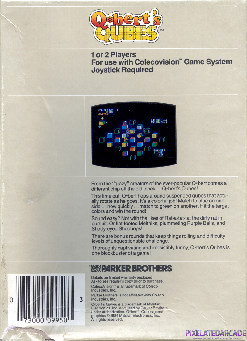 Q*bert's Qubes Cover Art: Q*bert's Qubes Cover Art: