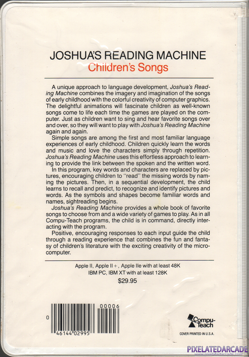 Joshua's Reading Machine: Children's Songs Cover Art: 