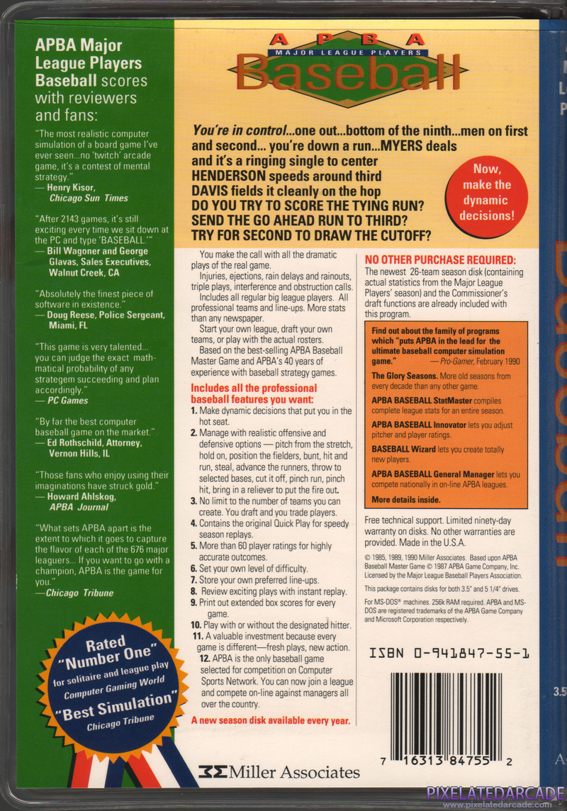 APBA Major League Players Baseball: 1990 Master Edition Cover Art: 