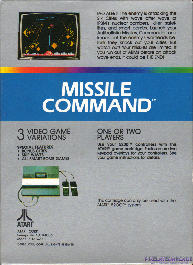 Missile Command Cover Art: Missile Command Cover Art: