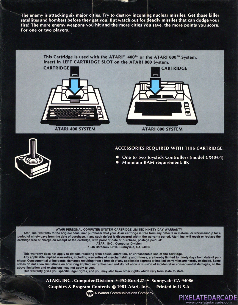 Missile Command Cover Art: Missile Command Cover Art: