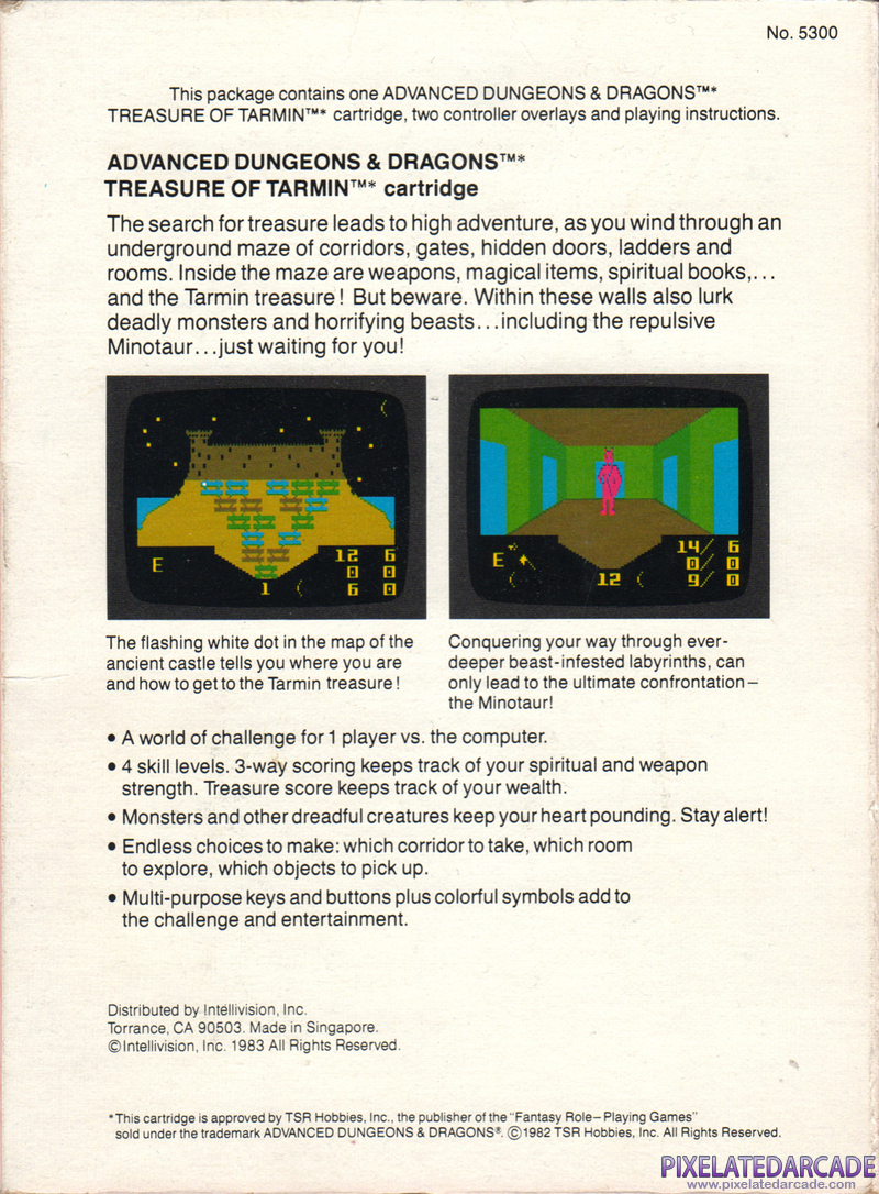 Advanced Dungeons & Dragons: Treasure of Tarmin Cartridge Cover Art: 