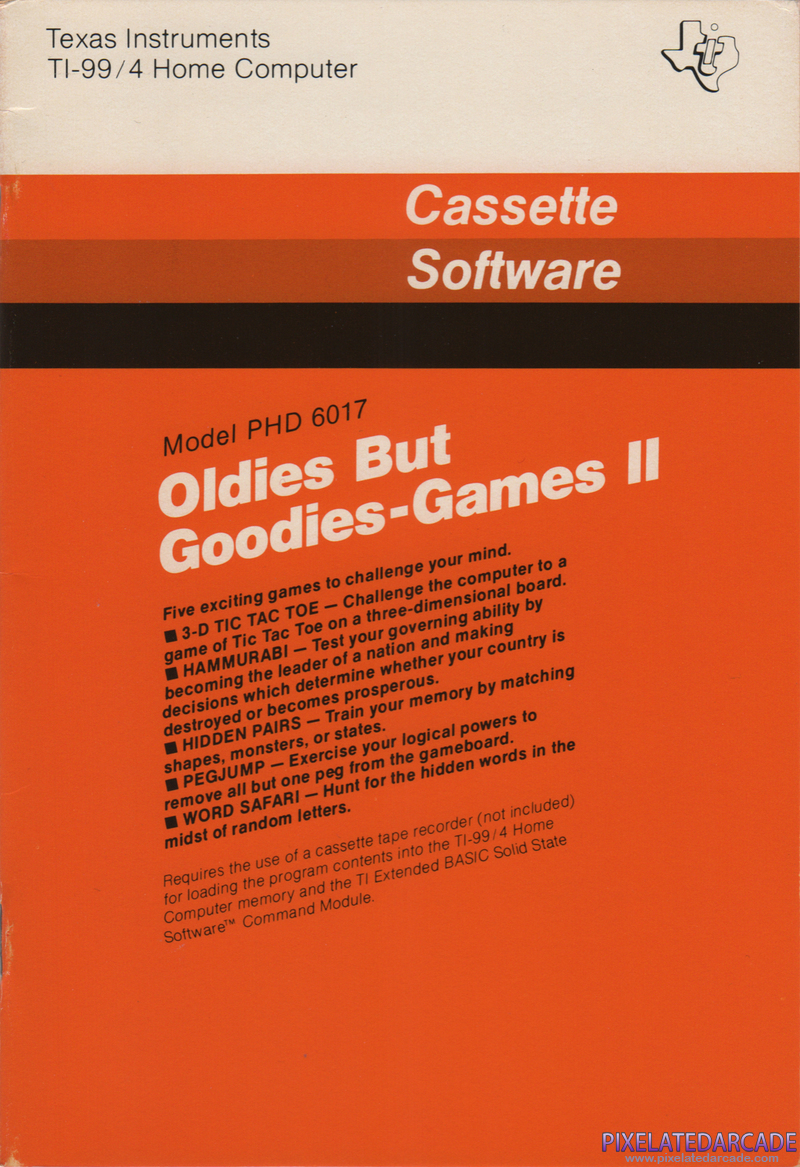 Oldies But Goodies - Games II Cover Art: Front Oldies But Goodies - Games II Cover Art: Front