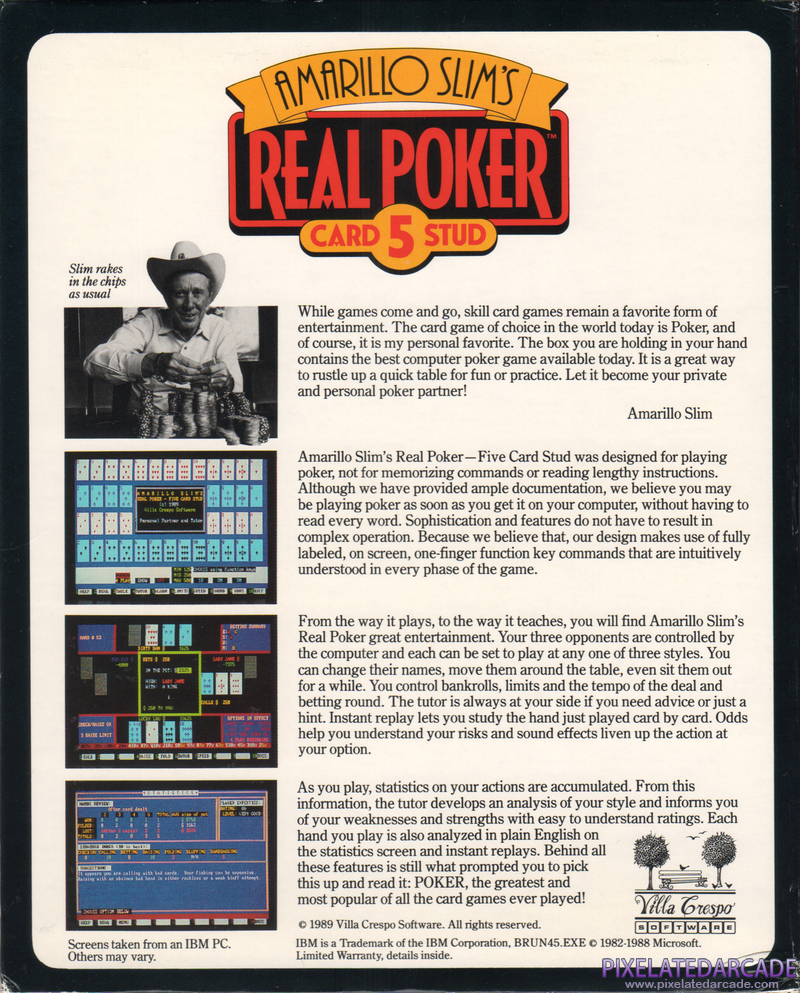 Amarillo Slim's Real Poker: 5 Card Stud Cover Art: Amarillo Slim's Real Poker: 5 Card Stud Cover Art: