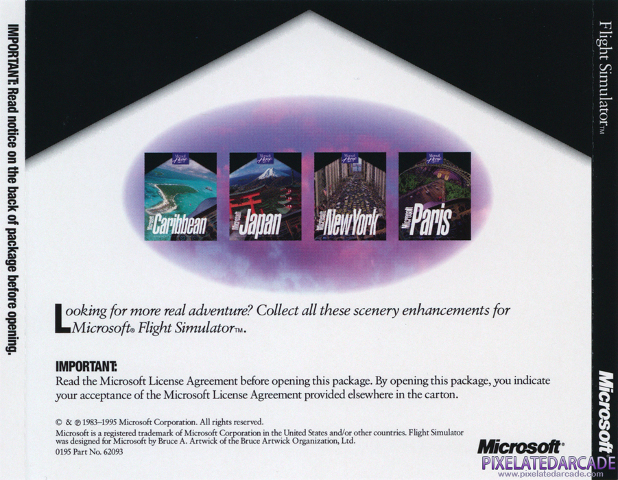 Microsoft Flight Simulator (v5) Cover Art: Back Microsoft Flight Simulator (v5) Cover Art: Back