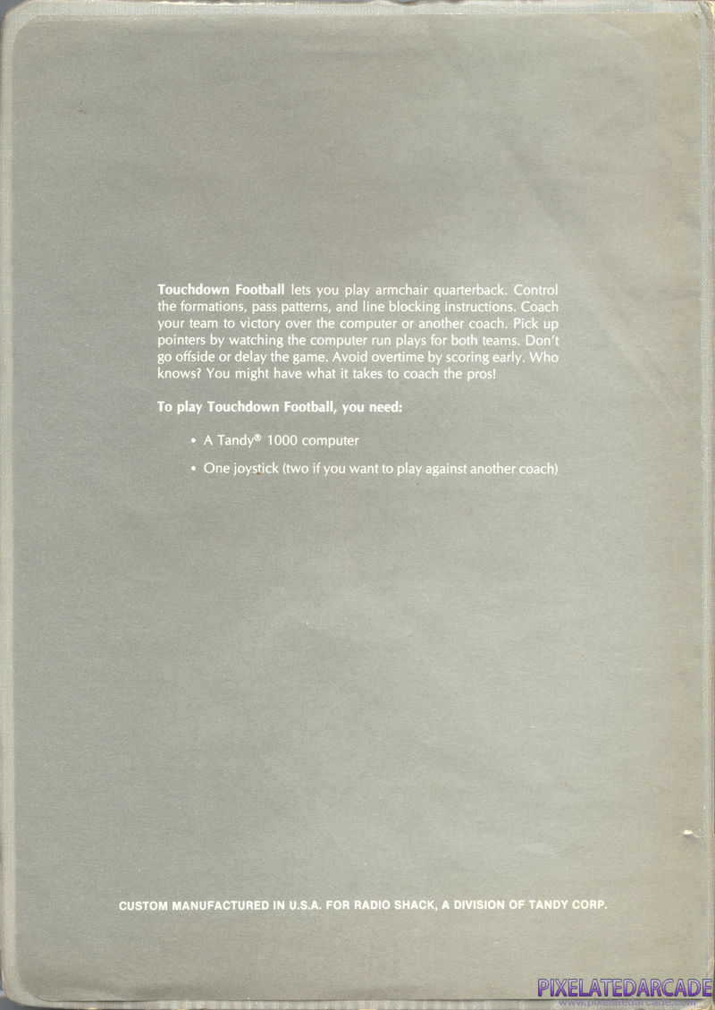 Touchdown Football Cover Art: Touchdown Football Cover Art: