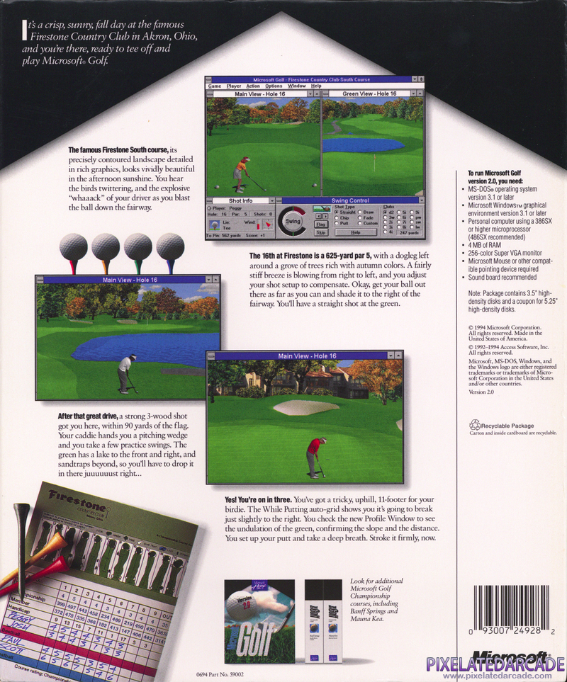 Microsoft Golf Version 2.0 Cover Art: 