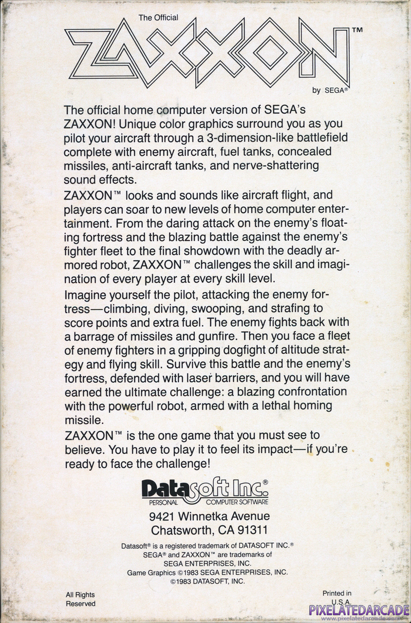 Zaxxon Cover Art: Zaxxon Cover Art: