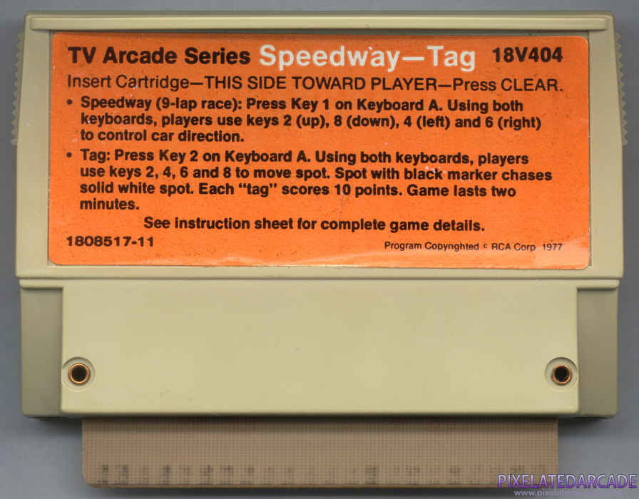 TV Arcade Series: Speedway / Tag Cover Art: Back
