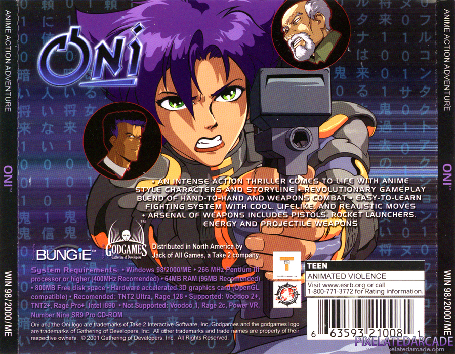 Oni Cover Art: Back Oni Cover Art: Back