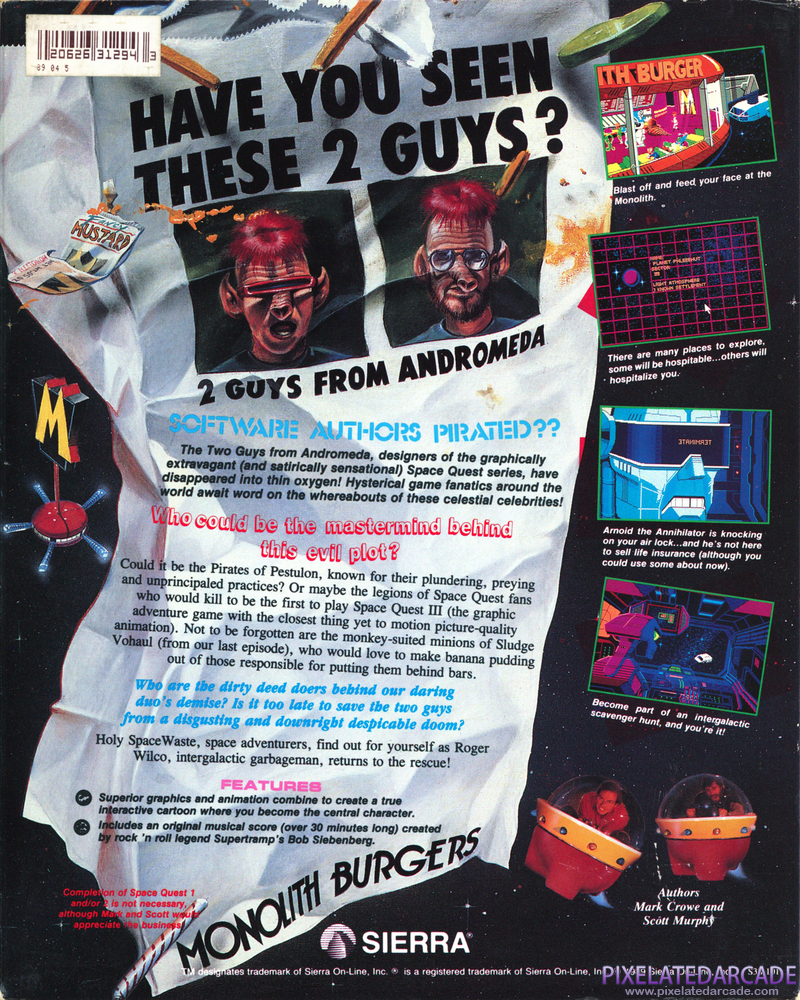 Space Quest III: The Pirates of Pestulon Cover Art: Space Quest III: The Pirates of Pestulon Cover Art: