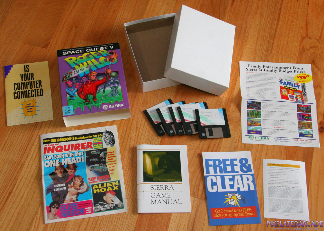 Space Quest V: The Next Mutation Cover Art: Box and contents Space Quest V: The Next Mutation Cover Art: Box and contents