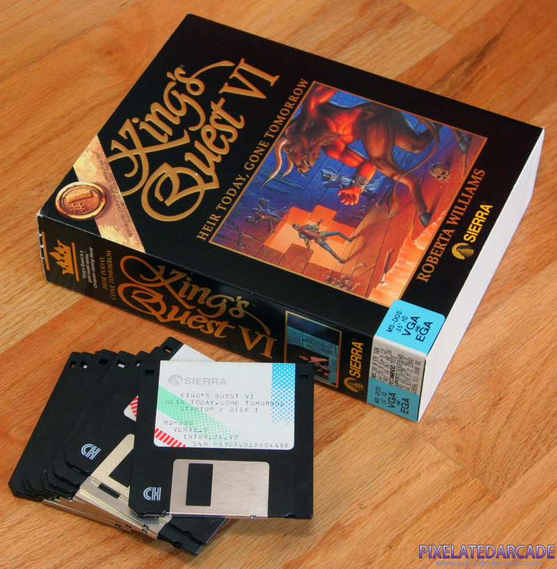 King's Quest VI: Heir Today, Gone Tomorrow Cover Art: Disks and box