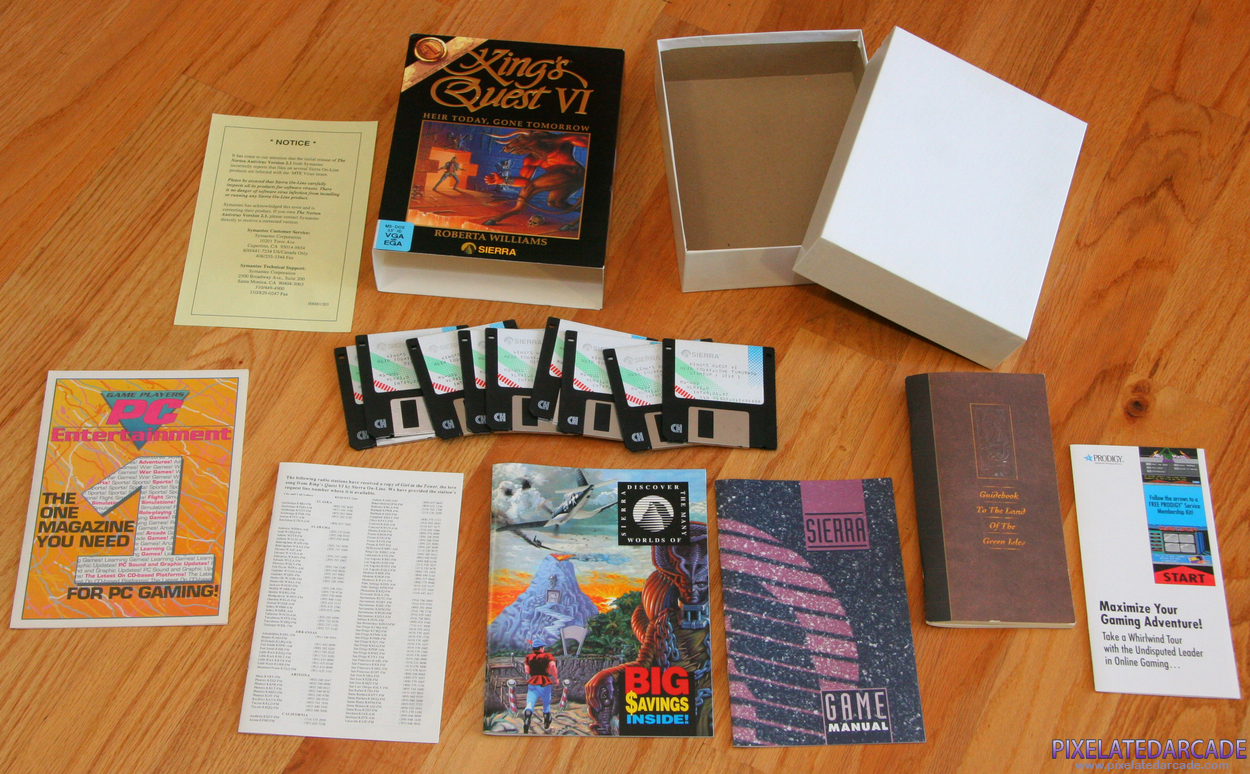 King's Quest VI: Heir Today, Gone Tomorrow Cover Art: Box and contents King's Quest VI: Heir Today, Gone Tomorrow Cover Art: Box and contents