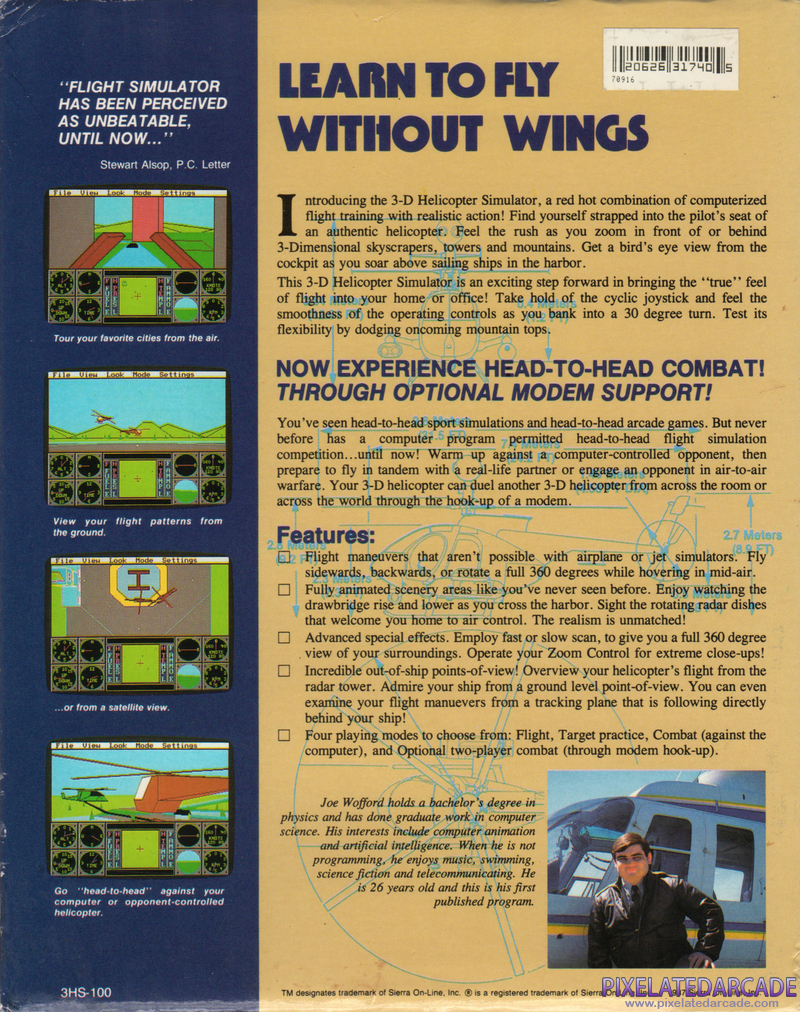 Sierra's 3-D Helicopter Simulator Cover Art: Sierra's 3-D Helicopter Simulator Cover Art: