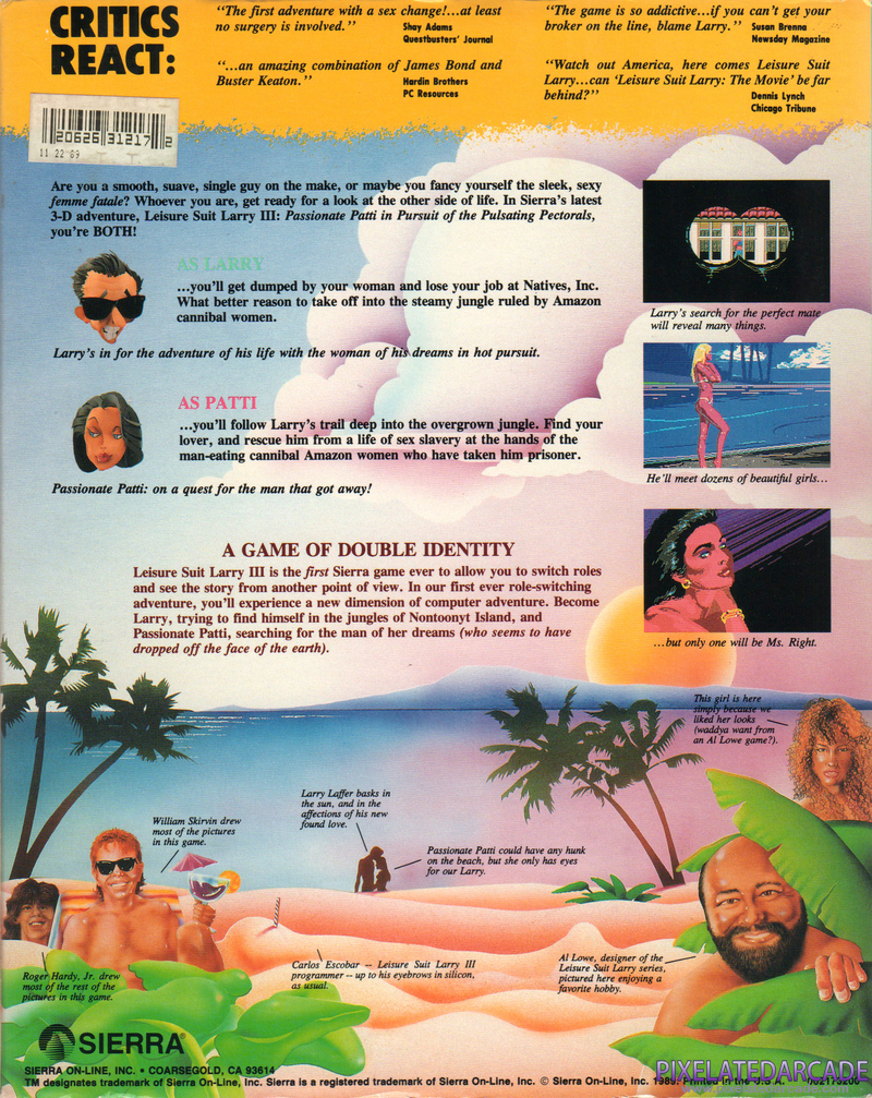 Leisure Suit Larry III: Passionate Patti in Pursuit of the Pulsating Pectorals Cover Art: 