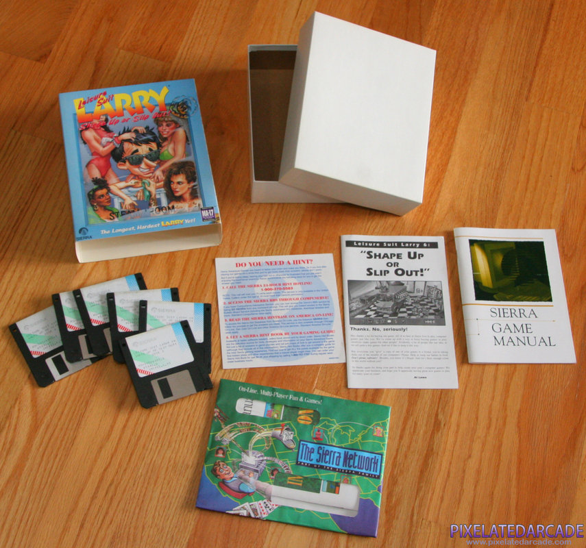 Leisure Suit Larry 6: Shape Up or Slip Out! Cover Art: Box and contents Leisure Suit Larry 6: Shape Up or Slip Out! Cover Art: Box and contents