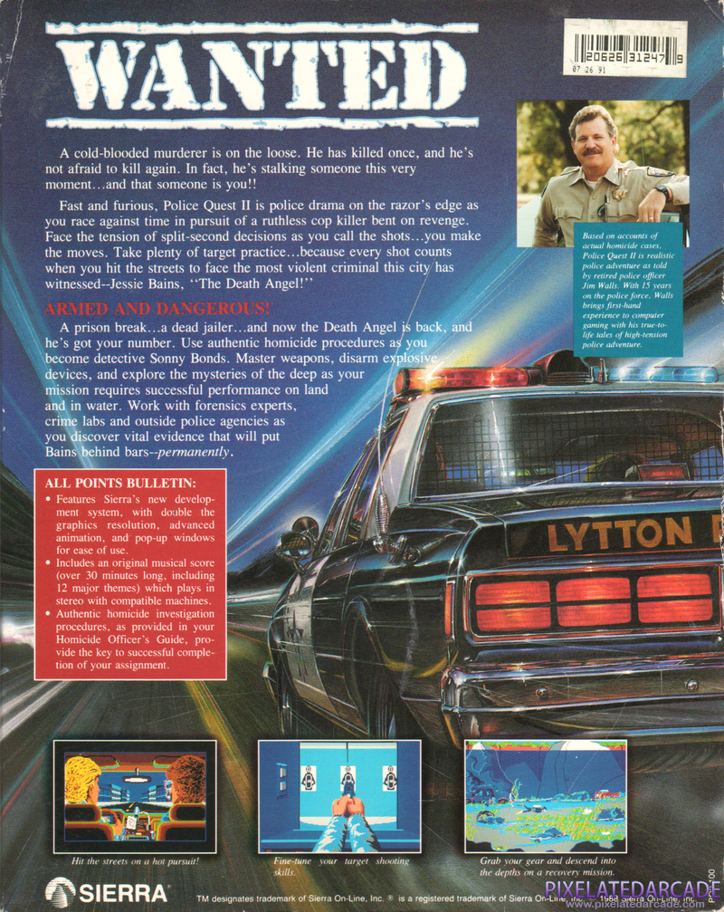 Police Quest 2: The Vengeance Cover Art: Police Quest 2: The Vengeance Cover Art: