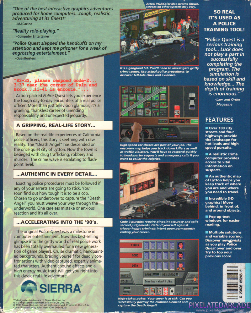 Police Quest: In Pursuit of the Death Angel Cover Art: Police Quest: In Pursuit of the Death Angel Cover Art: