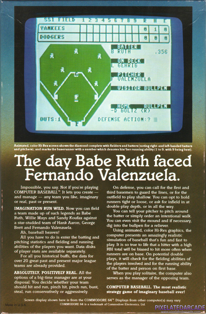 Computer Baseball Cover Art: Computer Baseball Cover Art:
