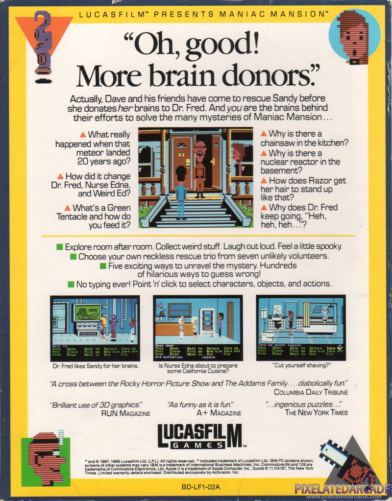 Maniac Mansion Cover Art: Maniac Mansion Cover Art: