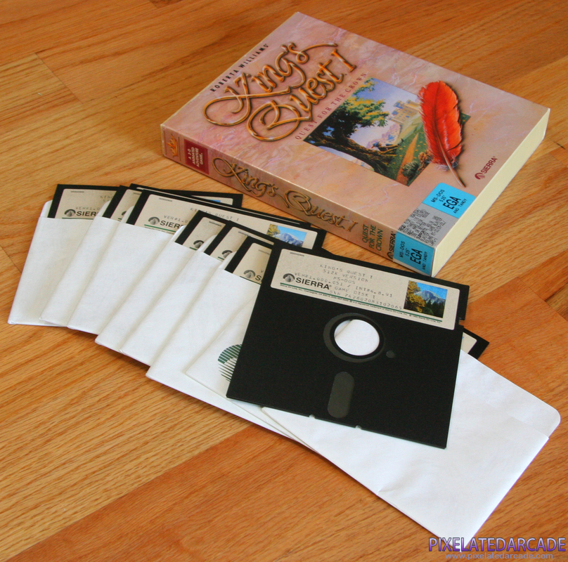 Roberta Williams' King's Quest I: Quest for the Crown Cover Art: Game disks and box Roberta Williams' King's Quest I: Quest for the Crown Cover Art: Game disks and box