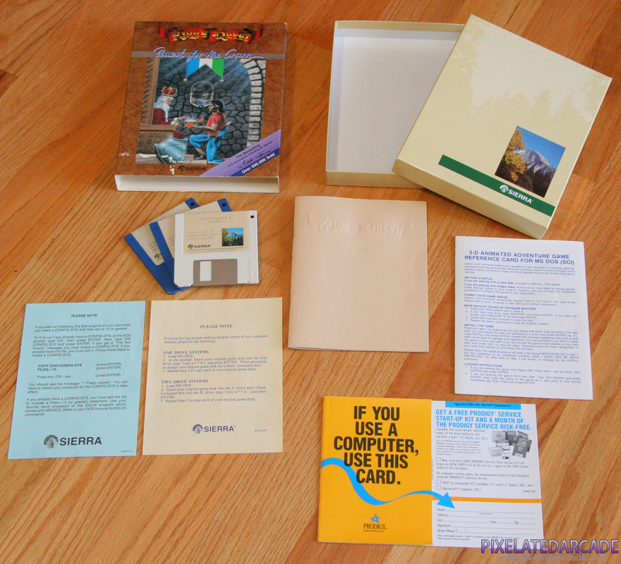 Roberta Williams' King's Quest I: Quest for the Crown Cover Art: Box and contents Roberta Williams' King's Quest I: Quest for the Crown Cover Art: Box and contents