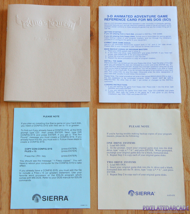 Roberta Williams' King's Quest I: Quest for the Crown Cover Art: Documentation