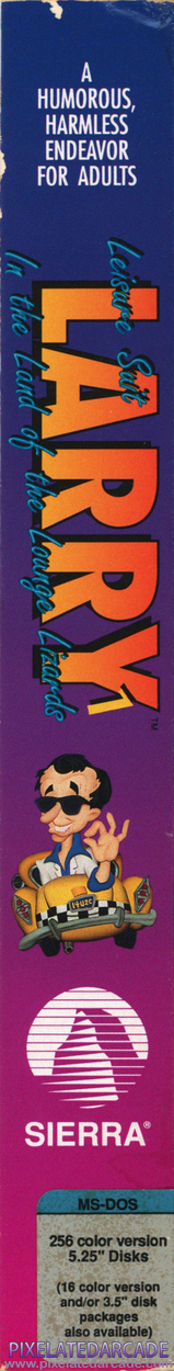 Leisure Suit Larry 1: In the Land of the Lounge Lizards Cover Art: Left Spine Leisure Suit Larry 1: In the Land of the Lounge Lizards Cover Art: Left Spine