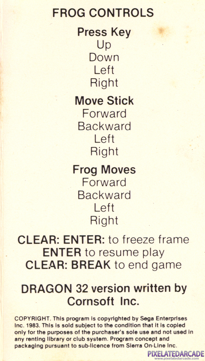 Frogger Cover Art: Right Side Frogger Cover Art: Right Side