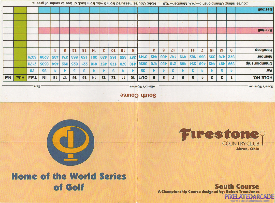 Links: Championship Course - Firestone Country Club Cover Art: Scorecard - Front
