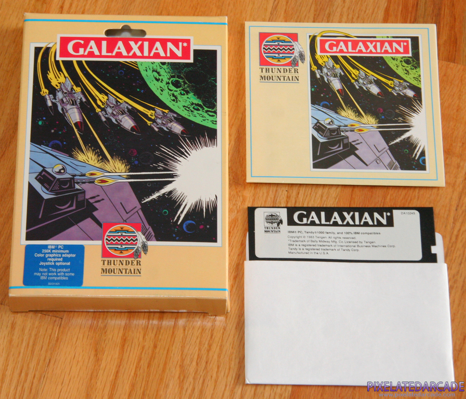 Galaxian Cover Art: Galaxian - Thunder Mountain release box and contents Galaxian Cover Art: Galaxian - Thunder Mountain release box and contents