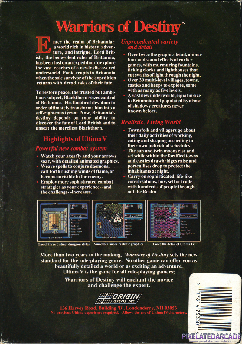 Ultima V: Warriors of Destiny Cover Art: Ultima V: Warriors of Destiny Cover Art: