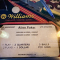 Alien Poker pinball cabinet - Scoring card